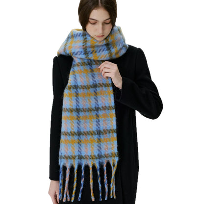 Classic Houndstooth Fringed Scarf Cozy Winter Wrap