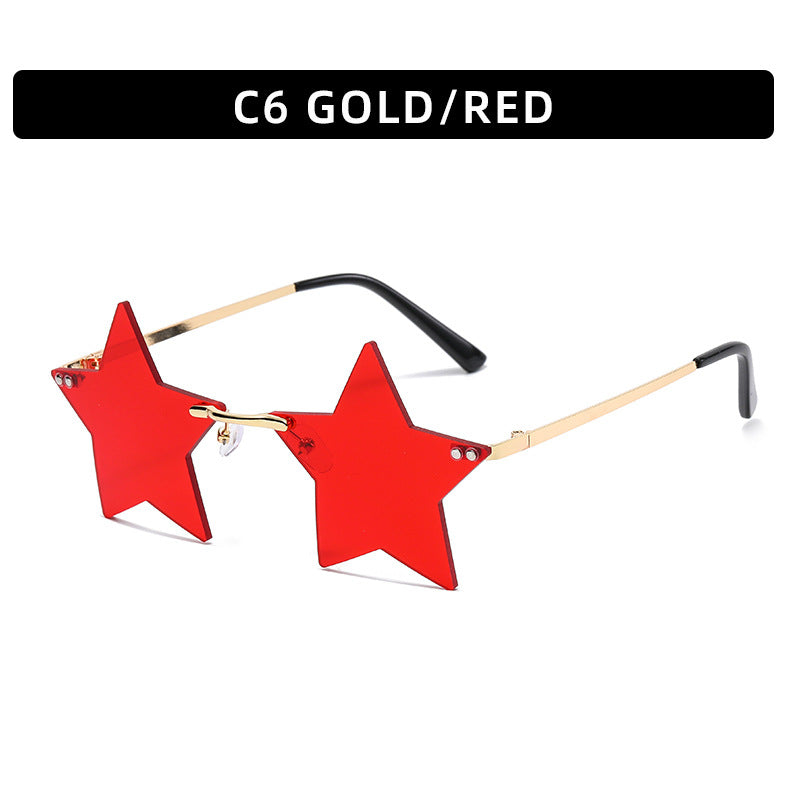 Trendy Star Shaped Sunglasses Pink Gradient UV400 Protection