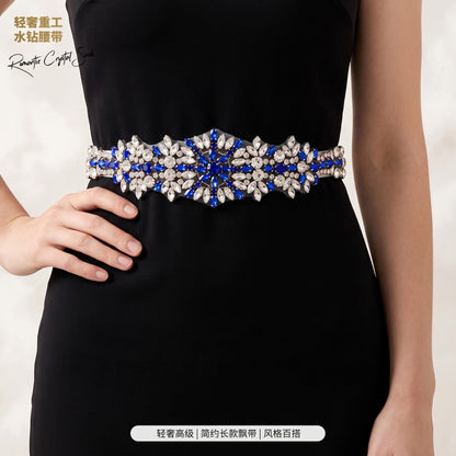 Fashion Vintage Rhinestone Satin Sash Belt for Brides and Evening Gowns