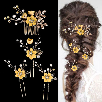 Colorful Floral Bride Wedding Hairpiece Set