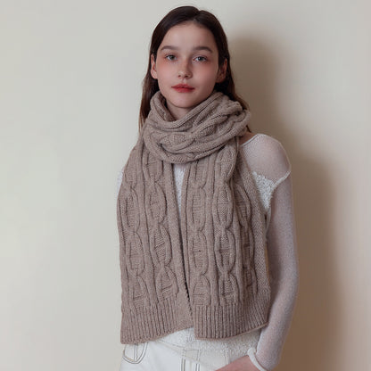 Classic Cable Knit Solid Color Unisex Scarf Soft Warm Neck Gaiter