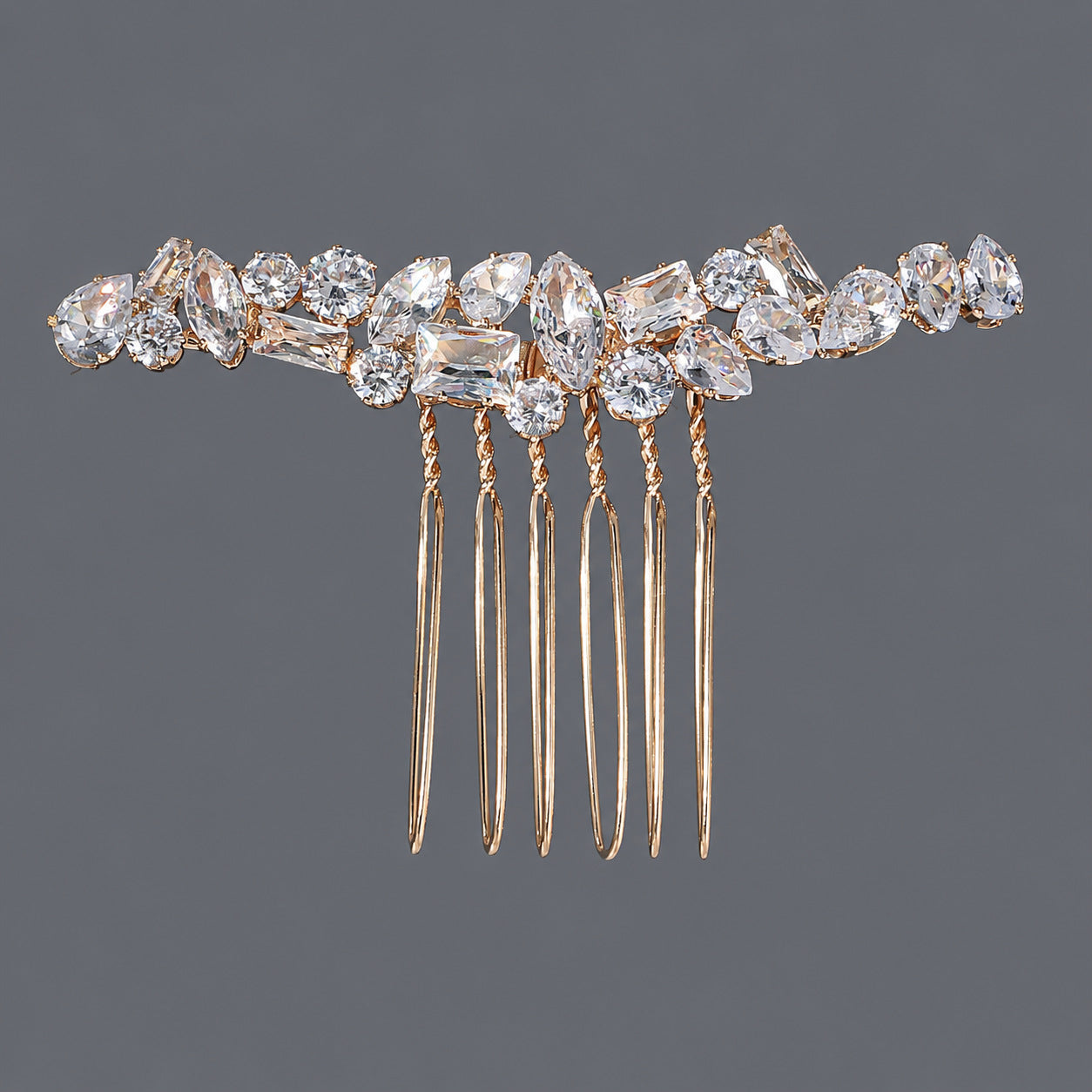 Vintage Floral Zircon Hair Comb Elegant Bridal Headpiece
