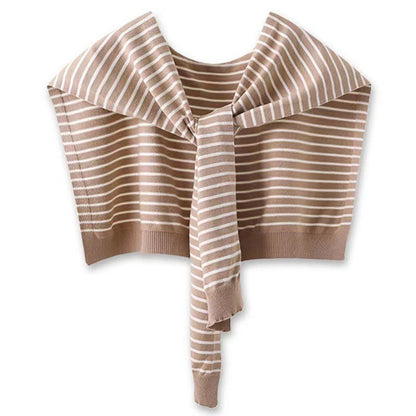 Chic Striped Knit Shawl for Women - Elegant Lightweight Overlay