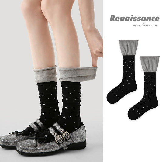Socks Layered Mid Calf Lettered Cotton Blend Casual