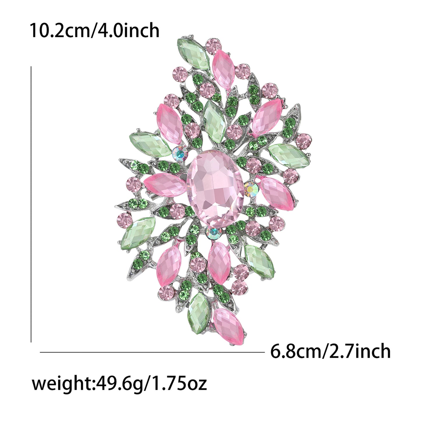 Fresh Green Floral Crystal Glass Brooch Elegant Clothing Accessory