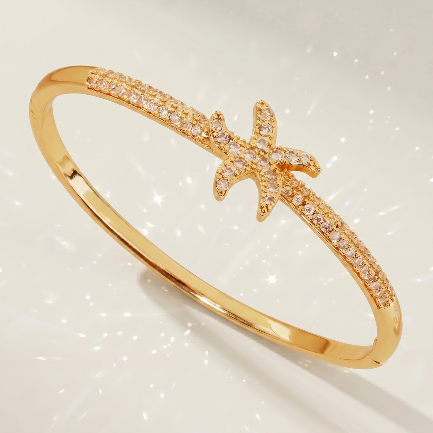 High-End Zirconia Stone Bangle with Nail Design for Weddings and Parties