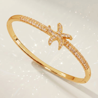 High-End Zirconia Stone Bangle with Nail Design for Weddings and Parties