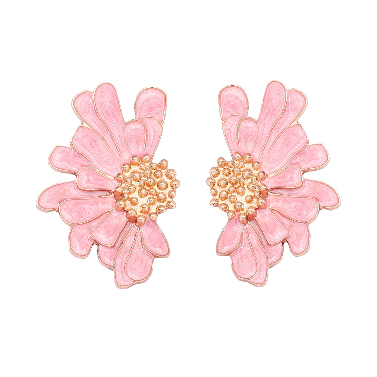 Alloy Enamel Flower Stud Earrings Hypoallergenic Chic