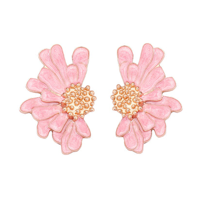Alloy Enamel Flower Stud Earrings Hypoallergenic Chic