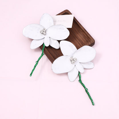 Statement Enamel Flower Dangle Earrings Resort Chic