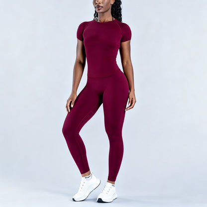 DFYNE Women's Long Sleeve Half-Zip Athletic Top Breathable Stretch Yoga Set