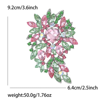 Fresh Green Floral Crystal Glass Brooch Elegant Clothing Accessory