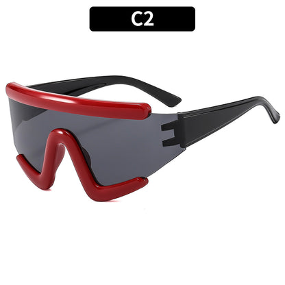 Trendy Oversized Cycling Sunglasses UV400 Protection Fashionable Eyewear