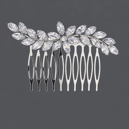 Vintage Floral Zircon Hair Comb Elegant Bridal Headpiece