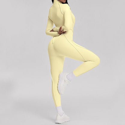Color Block Yoga Jumpsuit with Hollow Back Spaghetti Strap