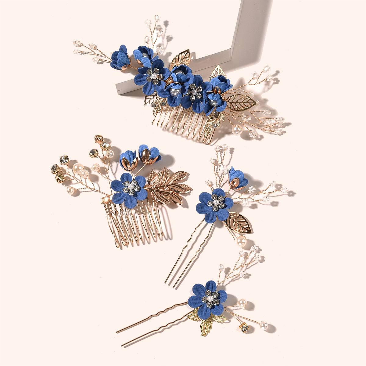 Bridal Blue Flower Hairpin Forest Inspired Wedding Hairpiece