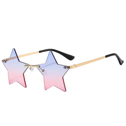 Trendy Star Shaped Sunglasses Pink Gradient UV400 Protection