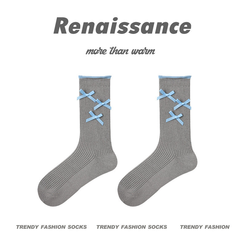 Renaissance Creative Mid Calf Scallop Edge Cotton Socks