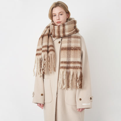 Soft Cashmere Feel Plaid Scarf for Women - Vintage Style
