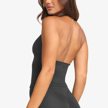 Women’s Crossback V-Neck Yoga Tank Top with Fixed Padding