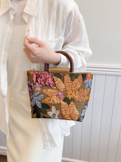 Trendy Floral Handbag Stylish Artisanal Large Tote Bag