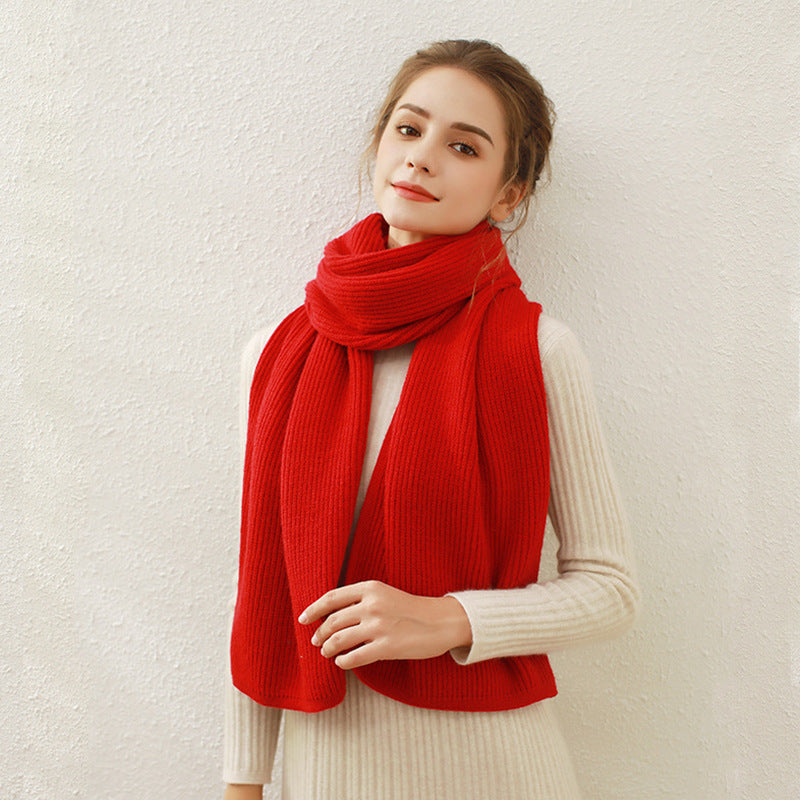 Solid Color Knitted Scarf Set for Women - Winter Warmth