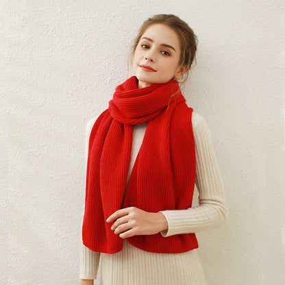 Solid Color Knitted Scarf Set for Women - Winter Warmth