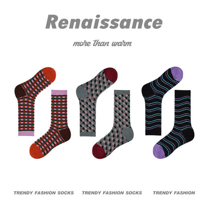 Mid Calf Vintage Gradient Cotton Socks