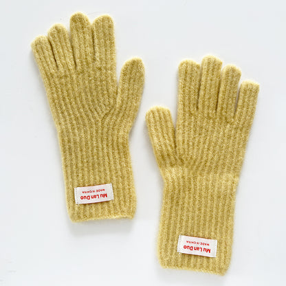 Touchscreen Knit Gloves Cute Solid Color Warm Winter Mittens