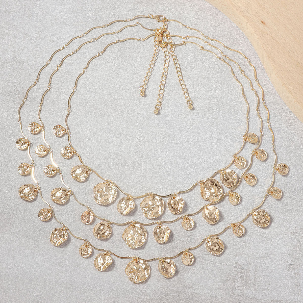 Layered Geometric Circle Pendant Necklace Retro Street