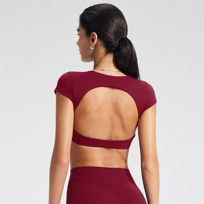 Crossbody High-Intensity Fitted Yoga Top with Open Back