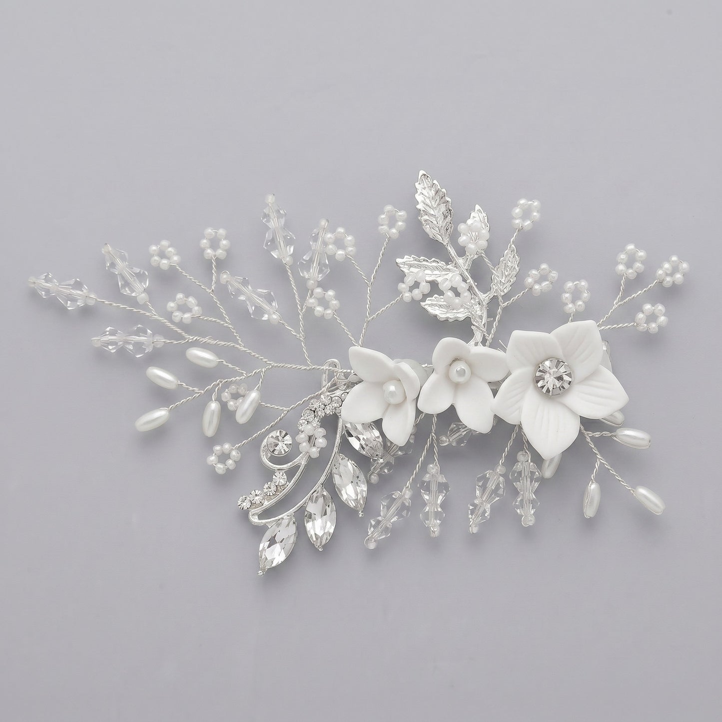 Exquisite Pearl and Crystal Flower Headpiece for Bridal Photoshoots