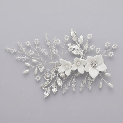 Exquisite Pearl and Crystal Flower Headpiece for Bridal Photoshoots