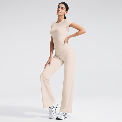Short Sleeve Yoga Set High Waist Leggings for Women