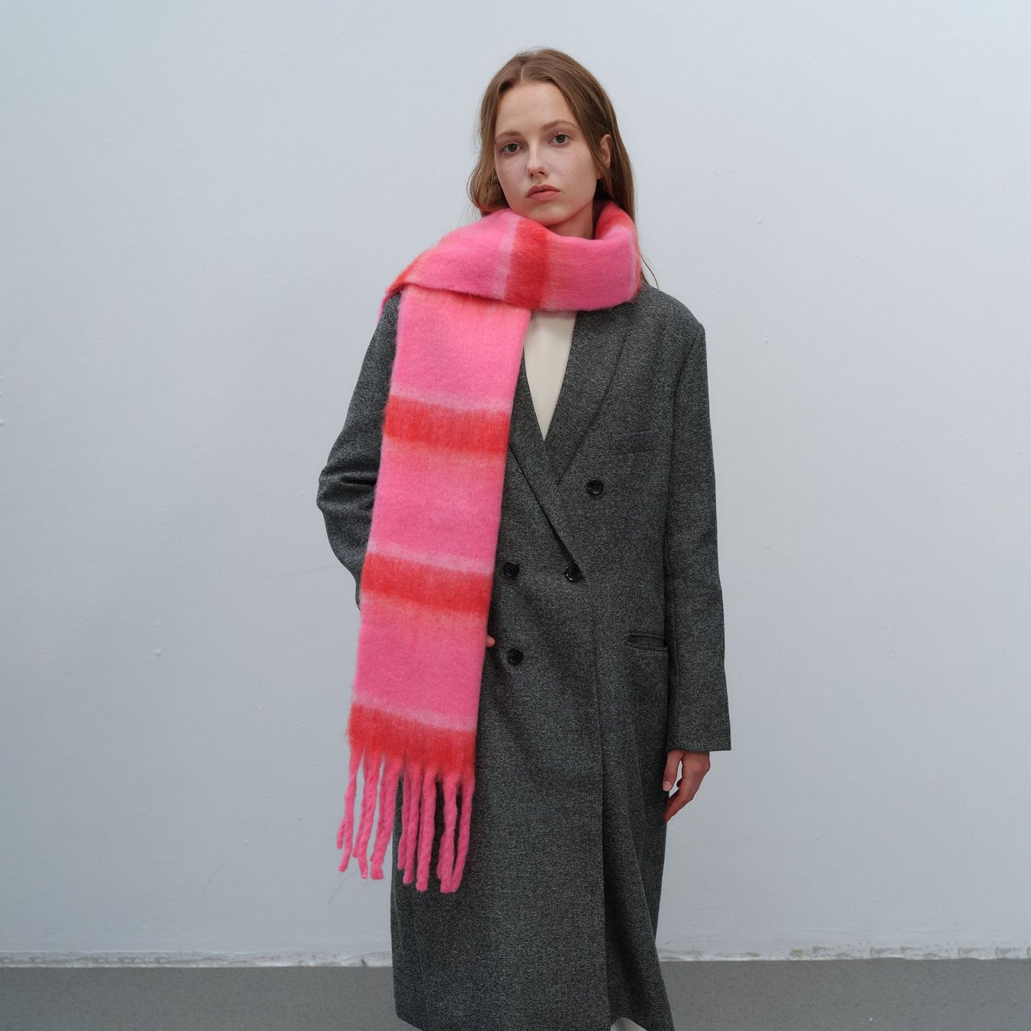 Thick Warm Striped Fringe Shawl Scarf for Women