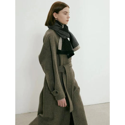 Polka Dot Two-Tone Knit Scarf Cozy All-Season Accessory