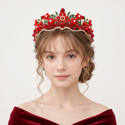 Vintage Floral Crown with Pearls for Bridal Photography