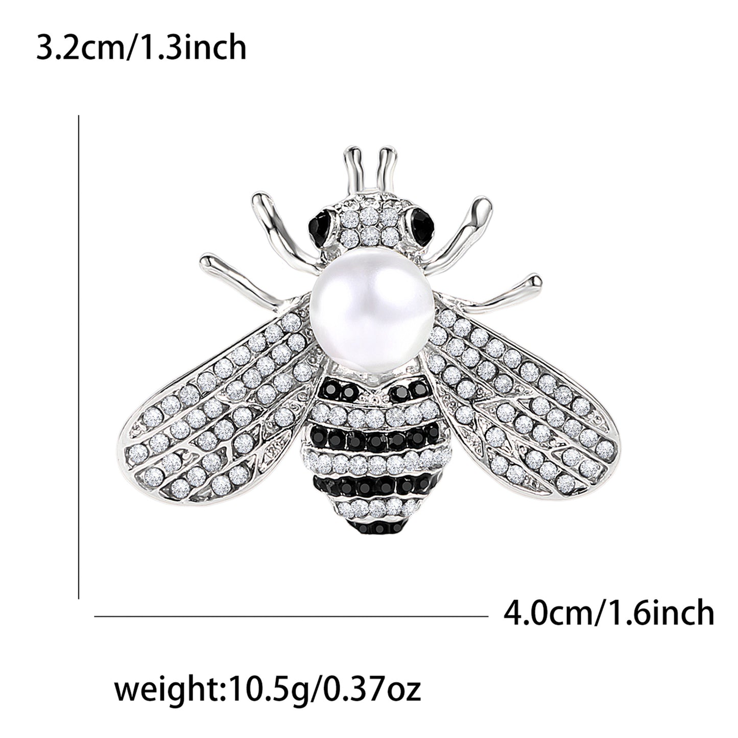 Trendy Alloy Rhinestone Bee Brooch Pearl Pin for Women's Blazer