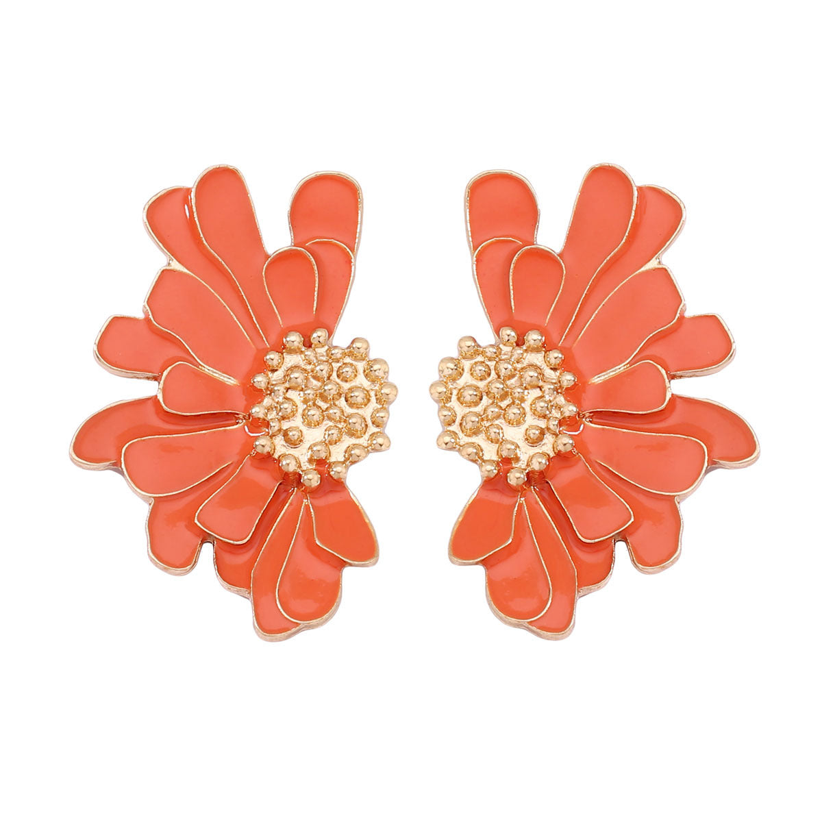 Alloy Enamel Flower Stud Earrings Hypoallergenic Chic