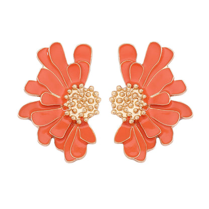 Alloy Enamel Flower Stud Earrings Hypoallergenic Chic