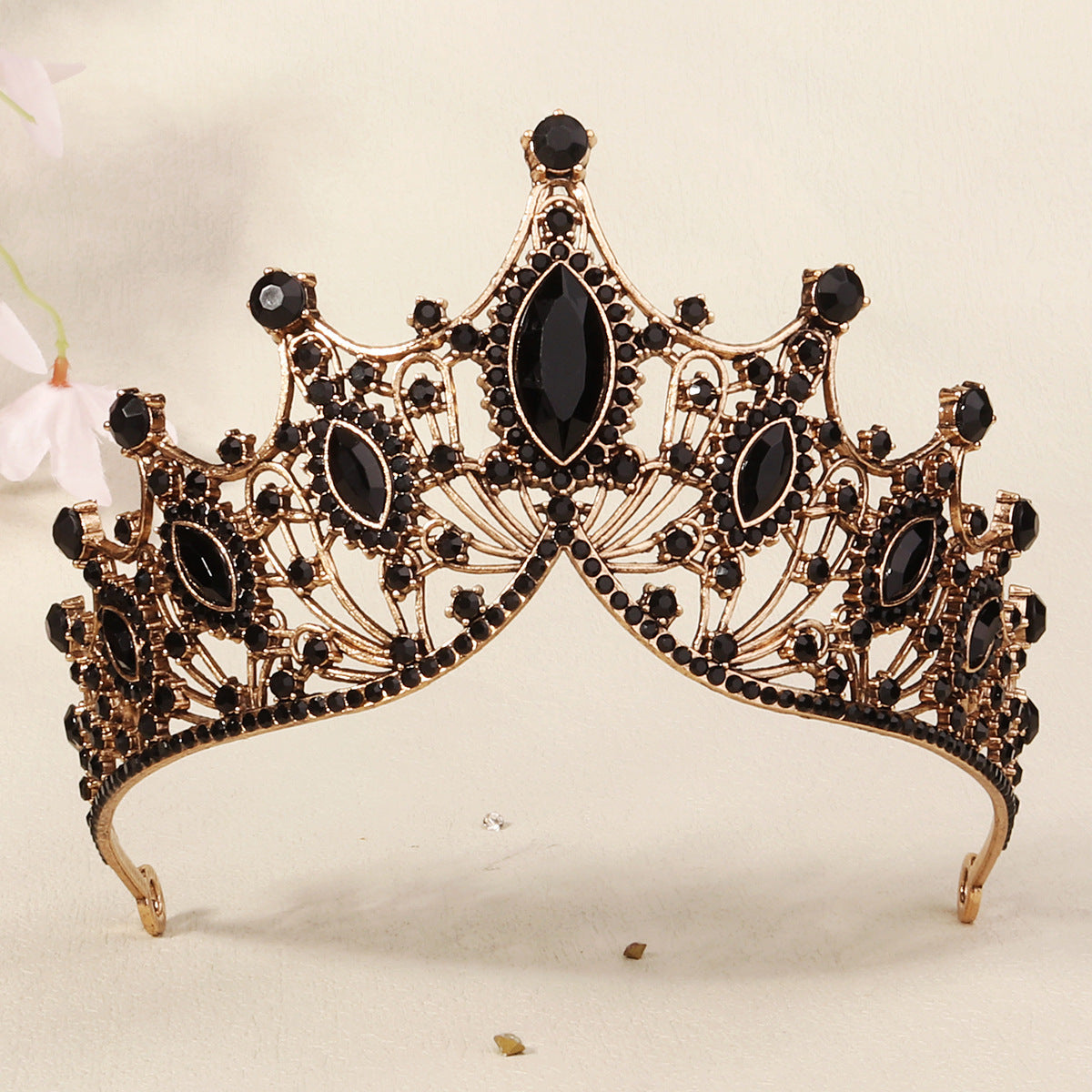 Dark Fantasy Alloy Crown with Rhinestones for Halloween Parties