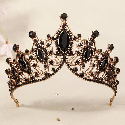 Dark Fantasy Alloy Crown with Rhinestones for Halloween Parties