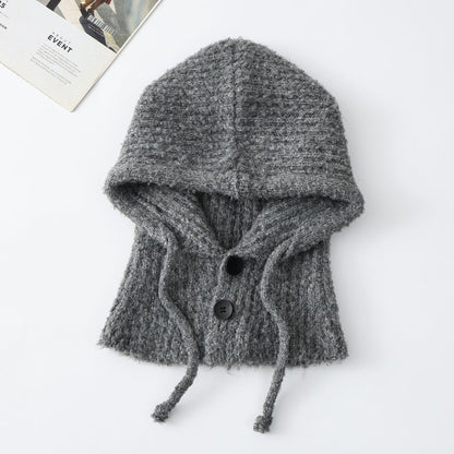Trendy Knit Wool Blend Balaclava Hat with Neck Warmer