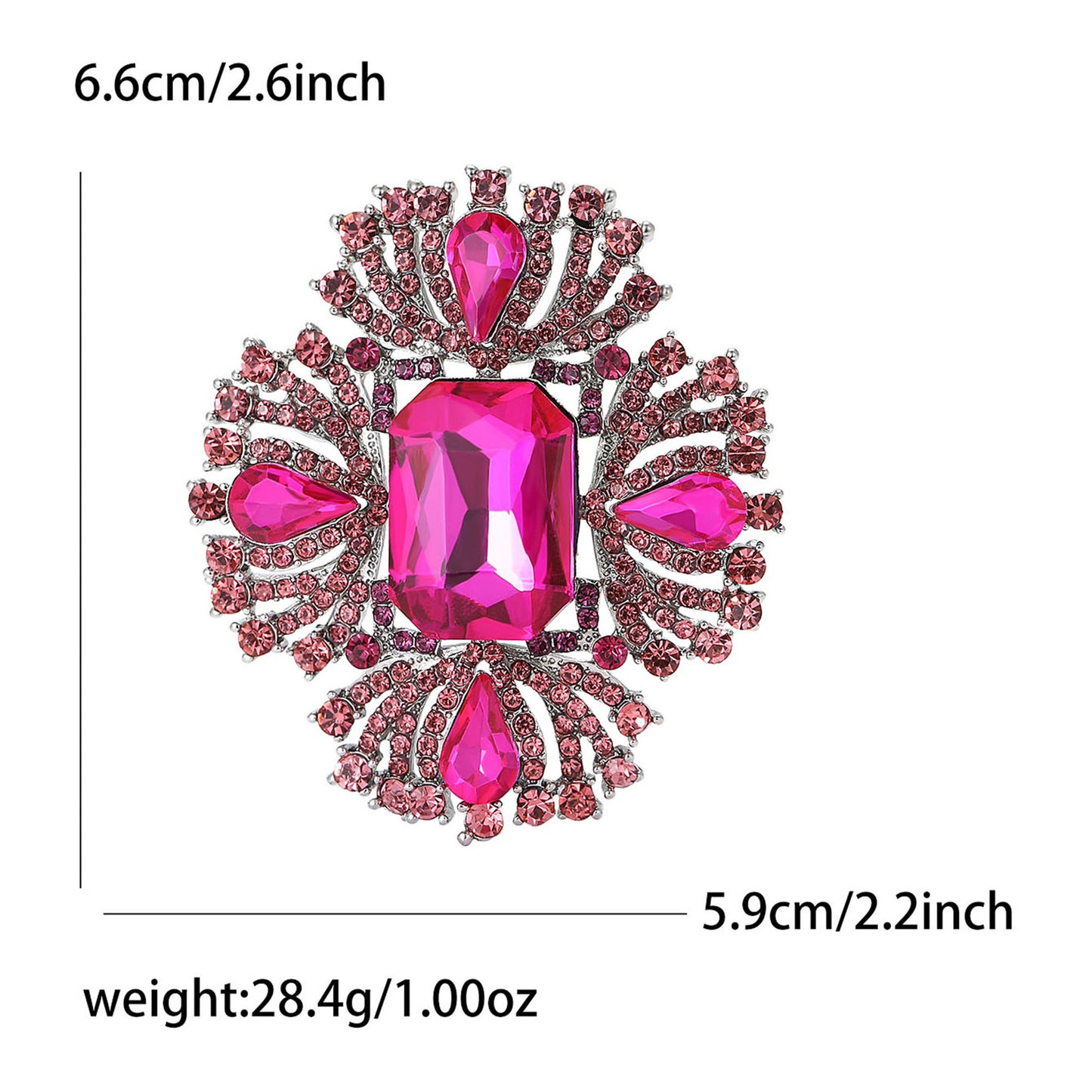 Luxury Alloy Crystal Brooch for Women Elegant Geometric Lapel Pin