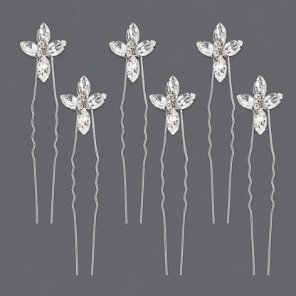 Handcrafted Pearl Hairpins With Rhinestones For Weddings