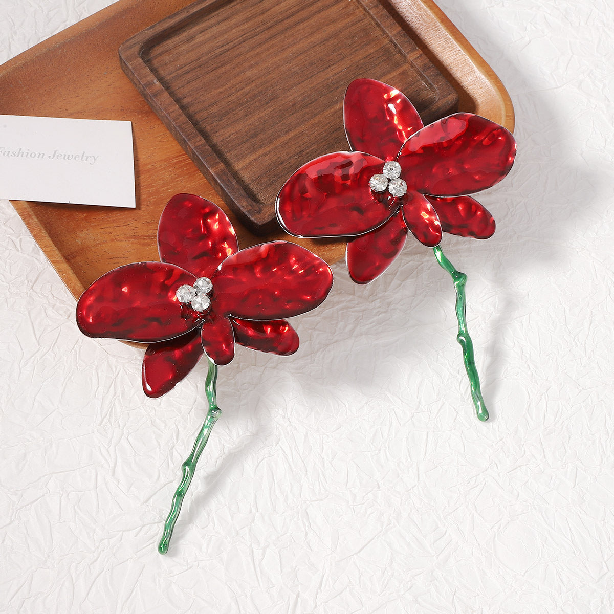 Statement Enamel Flower Dangle Earrings Resort Chic