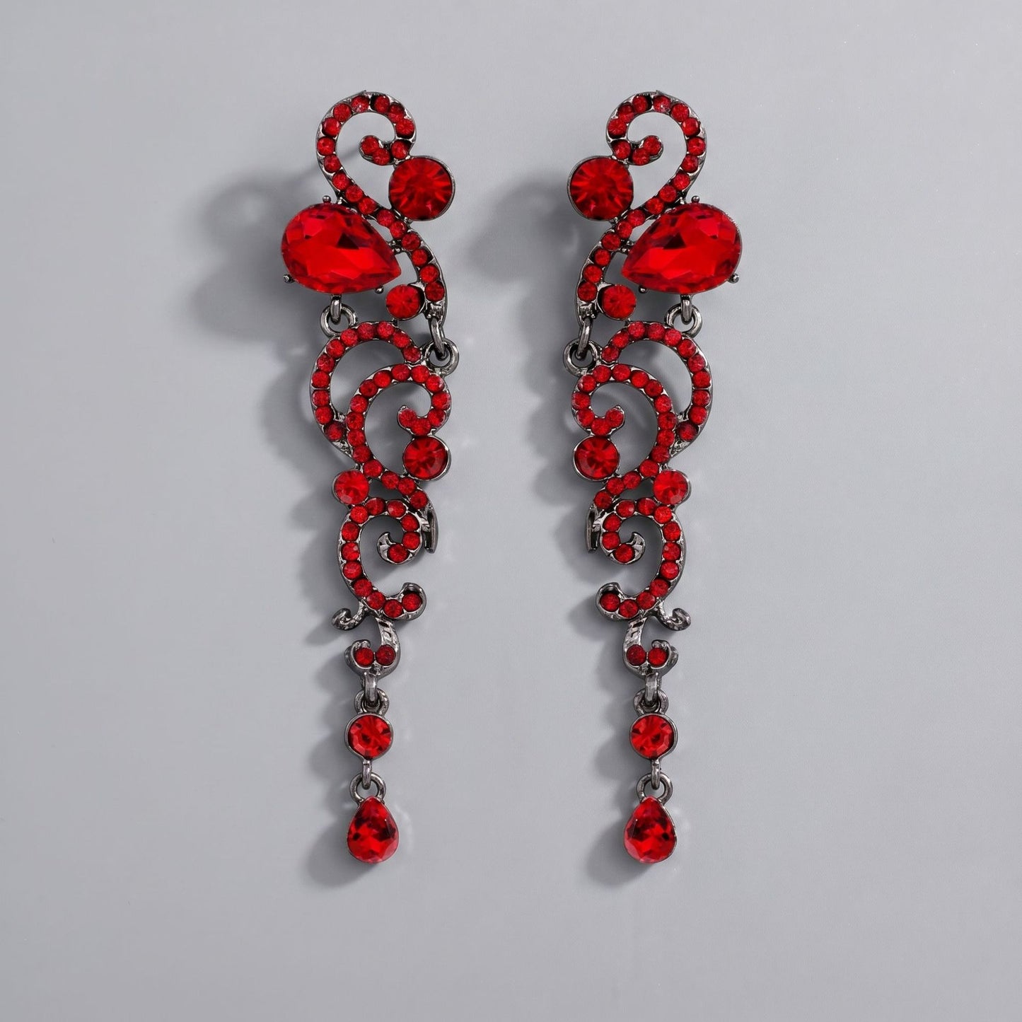 Vintage Floral Alloy Rhinestone Earrings Elegant Daily Drops