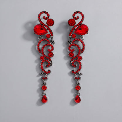 Vintage Floral Alloy Rhinestone Earrings Elegant Daily Drops