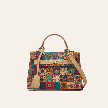Trendy Ethnic Print Cork Crossbody Bag Stylish Vintage Handbag