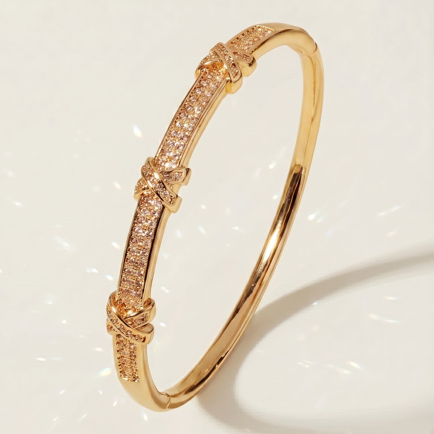 High-End Zirconia Stone Bangle with Nail Design for Weddings and Parties